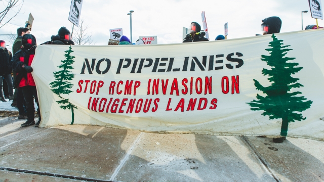 Demonstrators protest pipeline construction
