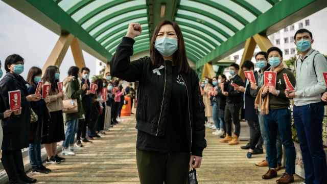 Protesting medical workers in Hong Kong demand closure of border to mainland China to prevent spread of coronavirus.