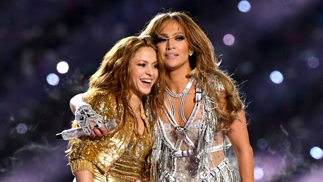 Shakira and Jennifer Lopez at Super Bowl halftime show