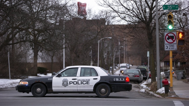 Milwaukee police work the scene of a shooting at the Molson Coors Brewing Co. campus on February 26, 2020