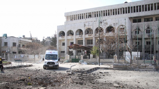 Bombing damage in Idlib province