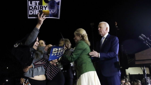 Jill Biden places herself between Joe Biden and protesters in Los Angeles