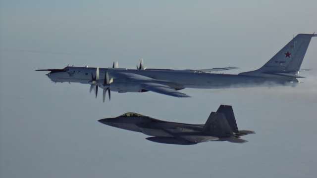 North American aircraft intercepts Russian bombers