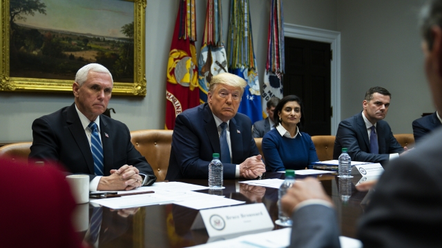 Vice President Mike Pence, President Donald Trump, Medicare and Medicaid Administrator Seema Verma
