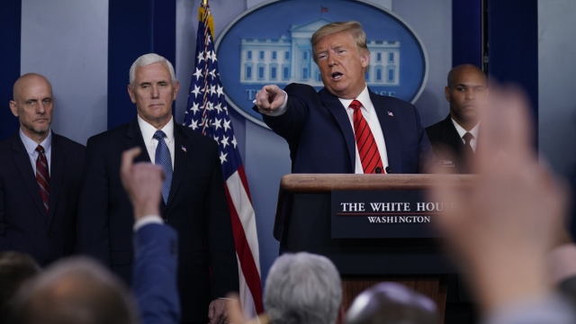 President Donald Trump answers questions during a coronavirus task force press briefing at the White House on March 19, 2020