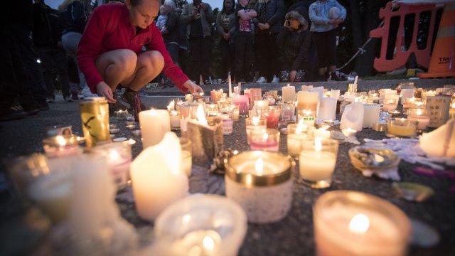Candles honor the victims of the Christchurch mosque attacks