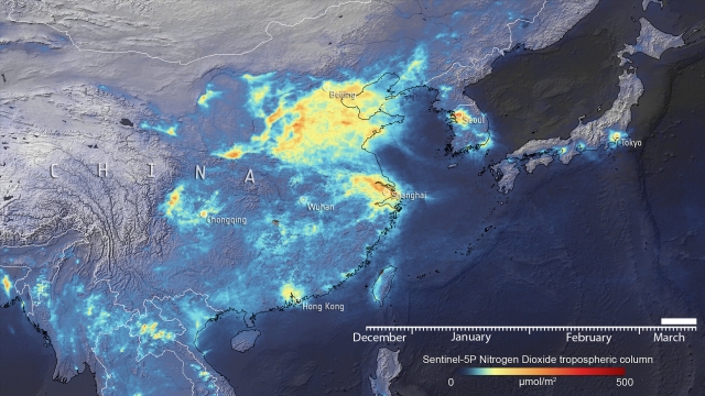 A map of nitrogen dioxide emissions over China