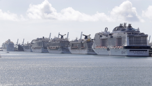 Cruise ships docked at PortMiami in Florida