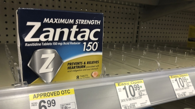 Box of Maximum Strength Zantac tablets