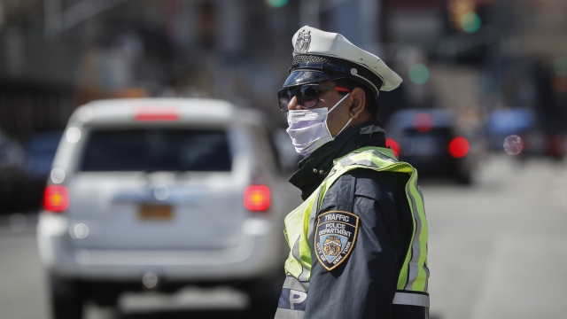 NYPD officer wearing a mask