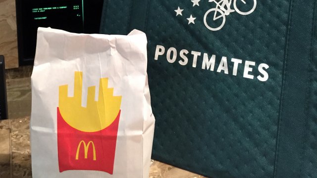 McDonald's and Postmates bags