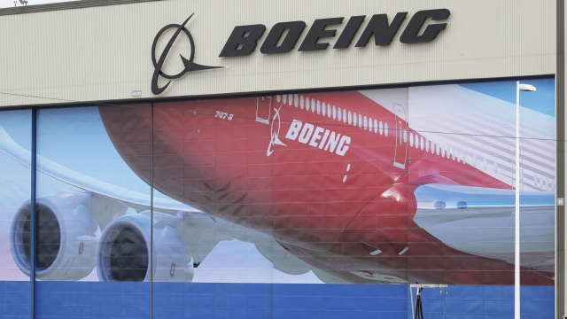 Boeing mural on a company manufacturing plant