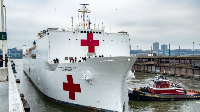 The USNS Comfort arrives in New York City