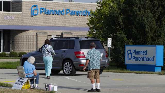 Abortion protestors outside an Indiana Planned Parenthood