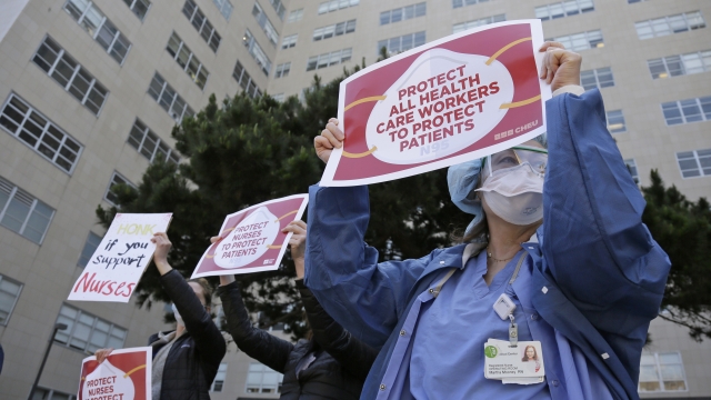 Health care workers protest for better COVID-19 protections