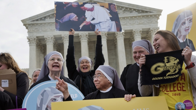 Nuns rally outside the Supreme Court