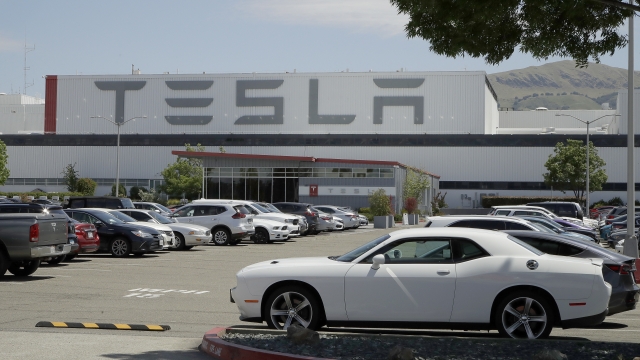 Parked cars at Tesla factory