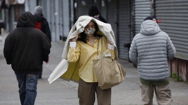 Woman walks in Brooklyn