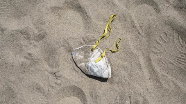 N95 mask in the sand