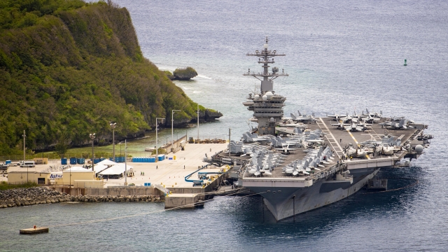 The USS Theodore Roosevelt docked in Guam