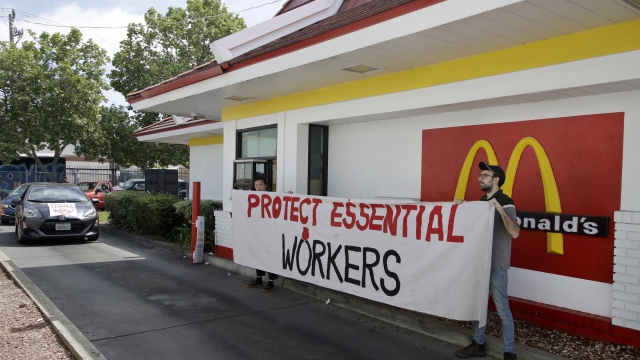 McDonald's workers protest what they say is a lack of personal protective equipment for COVID-19