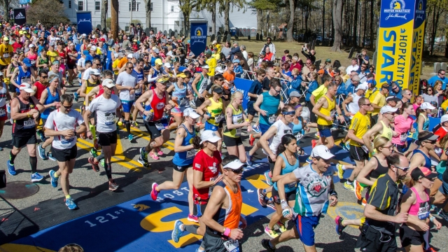 People running in the Boston Marathon