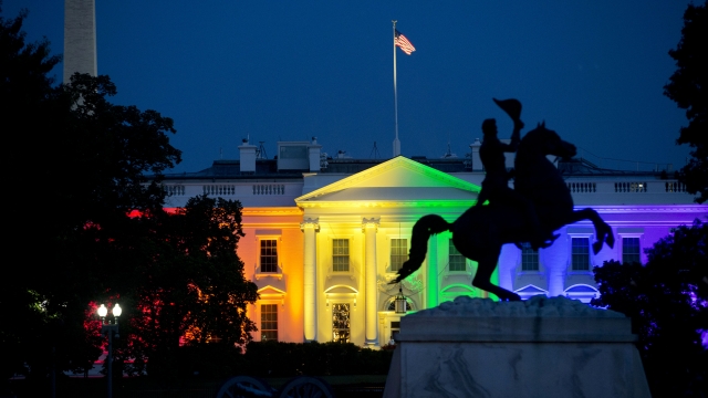 White House in rainbow-colored lights