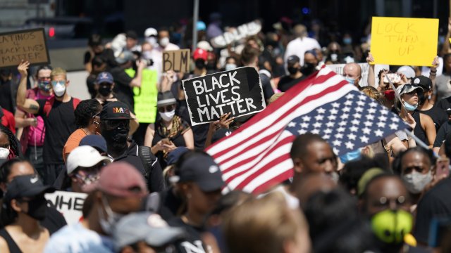 Black Lives Matter sign among protesters