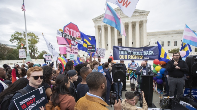 LGBTQ rights supporters at the U.S. Supreme Court