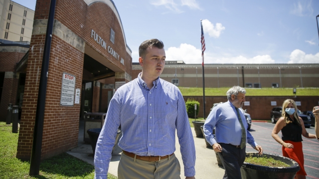 Devin Brosnan leaves the Fulton County Jail on bond.