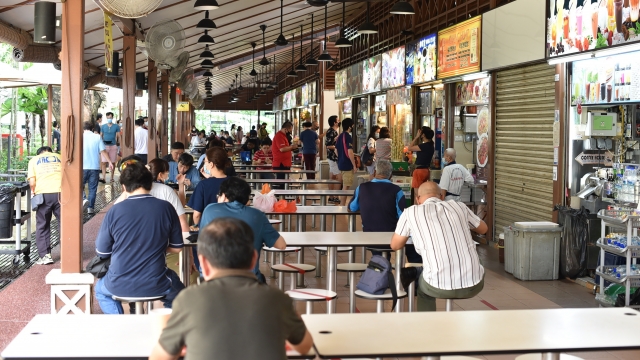 People eat outside in Singapore