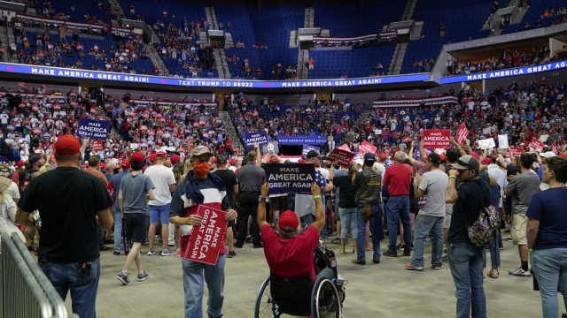 Crowd at BOK Center for President Trump's rally in Tulsa, Oklahoma.