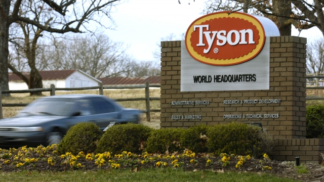 Tyson Foods Inc., sign at Tyson headquarters in Springdale, Arkansas