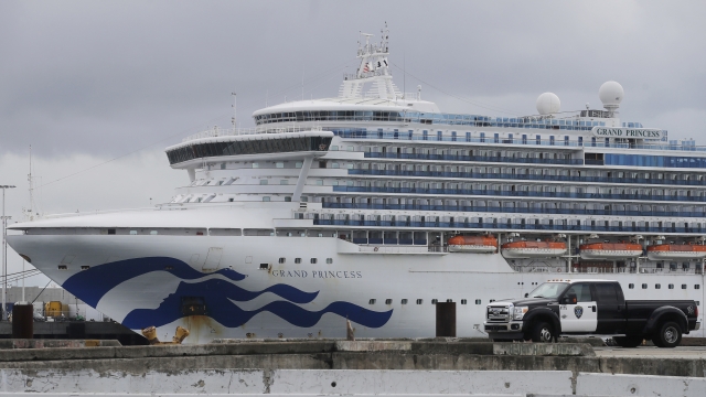 The Grand Princess cruise ship is shown docked at the Port of Oakland in Oakland, Calif.