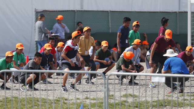 Minors exercise at child detention center in Florida.