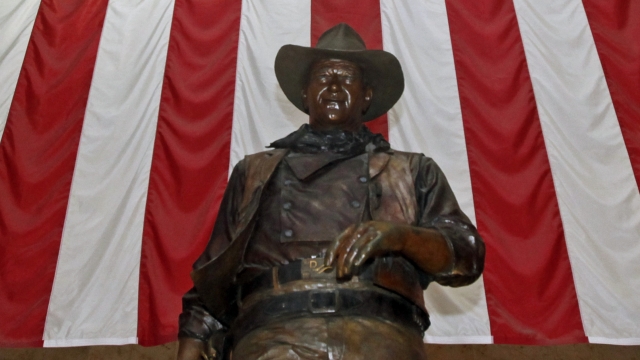 A statue of actor John Wayne at John Wayne Orange County Airport