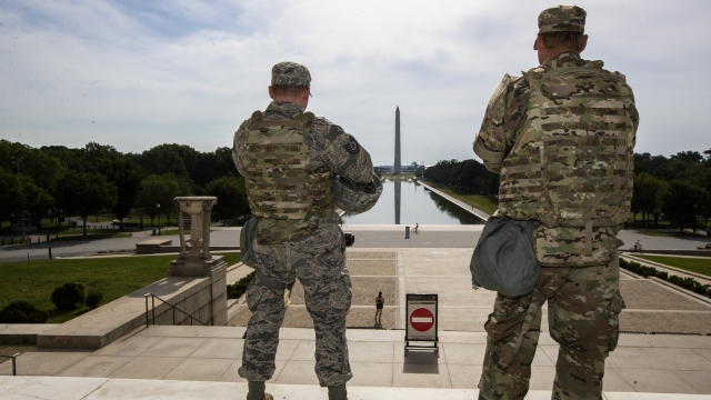 National Guardsmen at Washington Monument