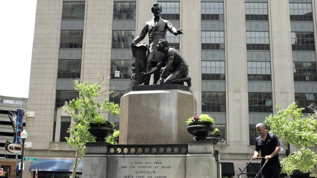 A copy of the Emancipation Memorial in Boston
