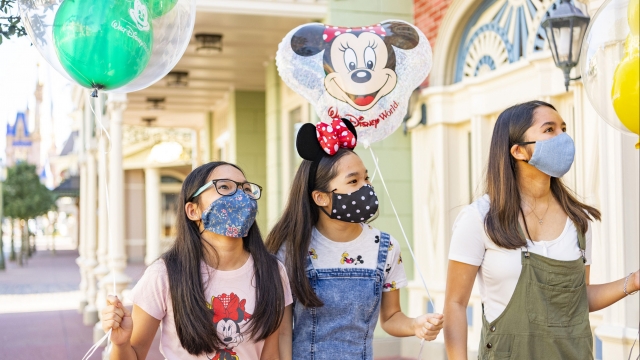 Girls walk in Walt Disney World park