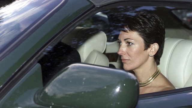 In this Sept. 2, 2000 file photo, British socialite Ghislaine Maxwell, driven by Britain's Prince Andrew leaves a wedding