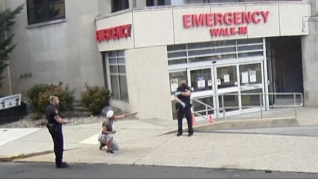 Allentown, PA: Moments before a police officer, kneels on Edwardo Borrero Jr.'s neck.