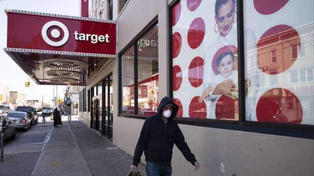 Person wearing mask outside Target store