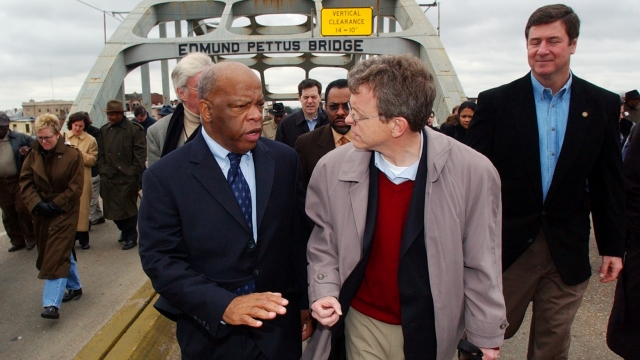 U.S. Rep. John Lewis explains "Bloody Sunday" events to then-U.S. Sen. Mike DeWine