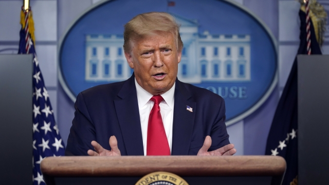 President Donald Trump speaks during a news conference at the White House.