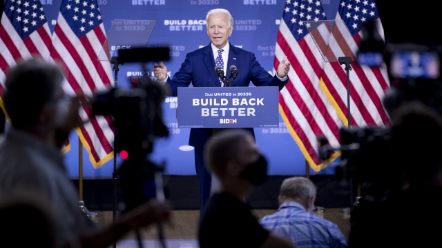 Presumptive Democratic Presidential Nominee Joe Biden speaks at a campaign event.