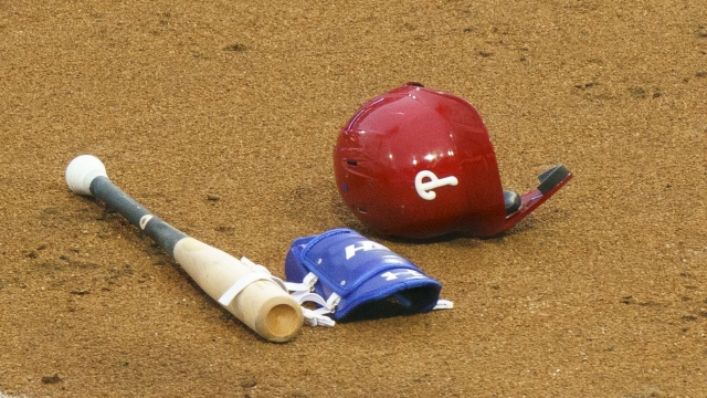 Philadelphia Phillies helmet and bat