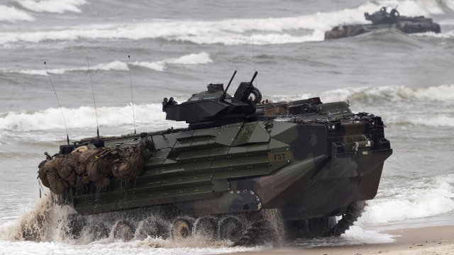 A U.S. Marine Amphibious Assault Vehicle similar to this left eight Marines and one sailor missing after it sank.