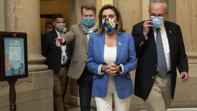 Democrats Pelosi and Schumer leave meeting with Trump administration's Mnuchin and Meadows