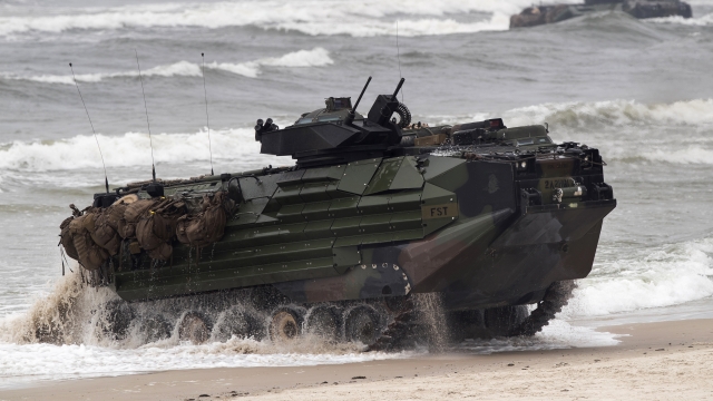 A U.S. Marine Amphibious Assault Vehicle similar to this left eight Marines and one sailor missing after it sank.