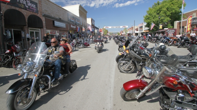 Thousands of bikers rode through the streets for the opening day of the 80th annual Sturgis Motorcycle rally Friday, Aug. 7.
